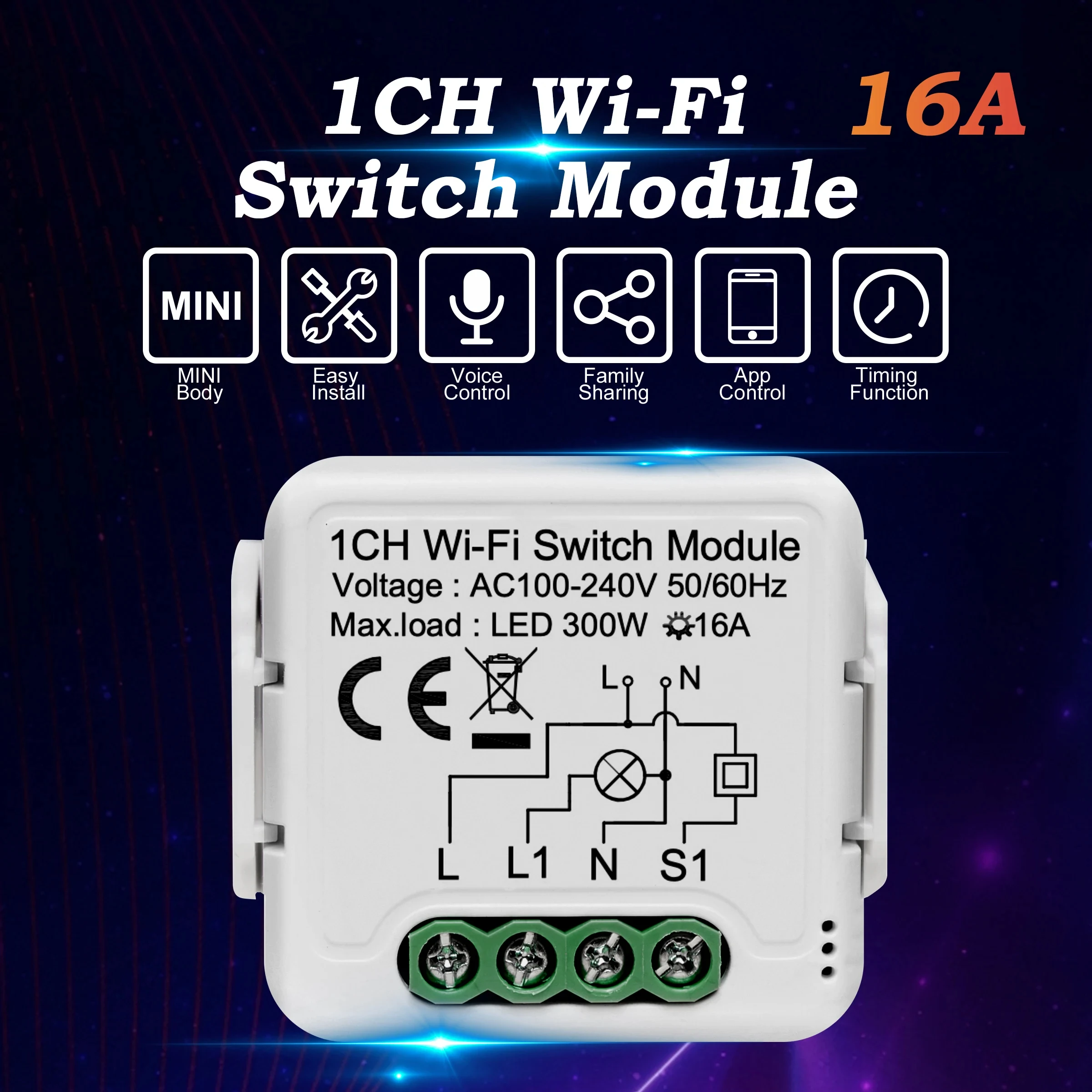 16A Tuya Interruptor Inteligente Wifi tuya mini smart switch Suporte De