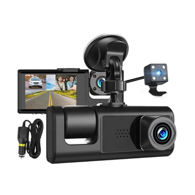 New 2-inch screen driving recorder 3-channel HD 1080P three-lens parking monitoring with night vision car DVR