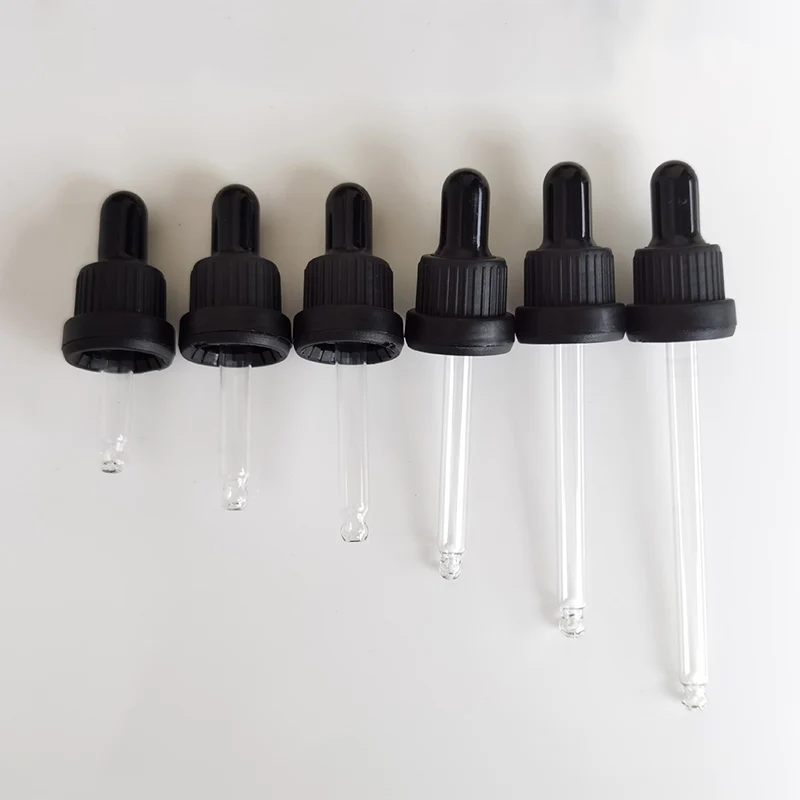 Wholesale 18/415 Glass Dropper Pipette Black Ribbed Tamper Evident ...