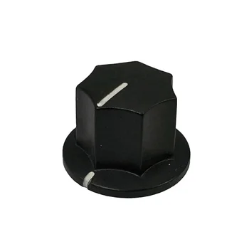Black Potentiometer Knob for Pedals 23MM Amp Mixer Guitar Pedals Control Rotary Knob White Indication D Shaft Heptagon