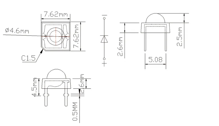 5mm Multichip Piranha LED F5 0.1W/0.2W/0.3W Superflux LED Red/Yellow light  for automotive lights