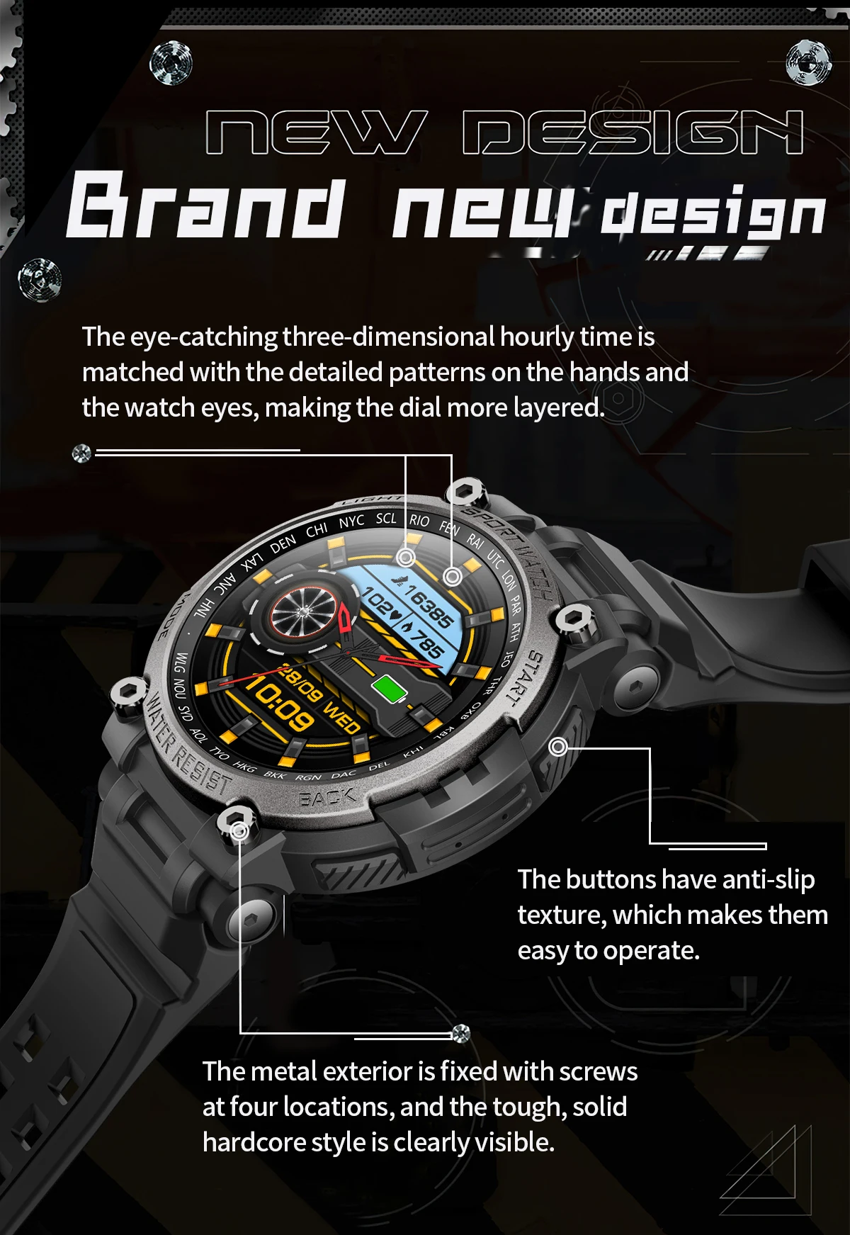 Men Sports Smart Watch LC17 Waterproof 1.53inch Screen BT Call Blood Oxygen Heart Rate Outdoor Compass Smartwatch 2025