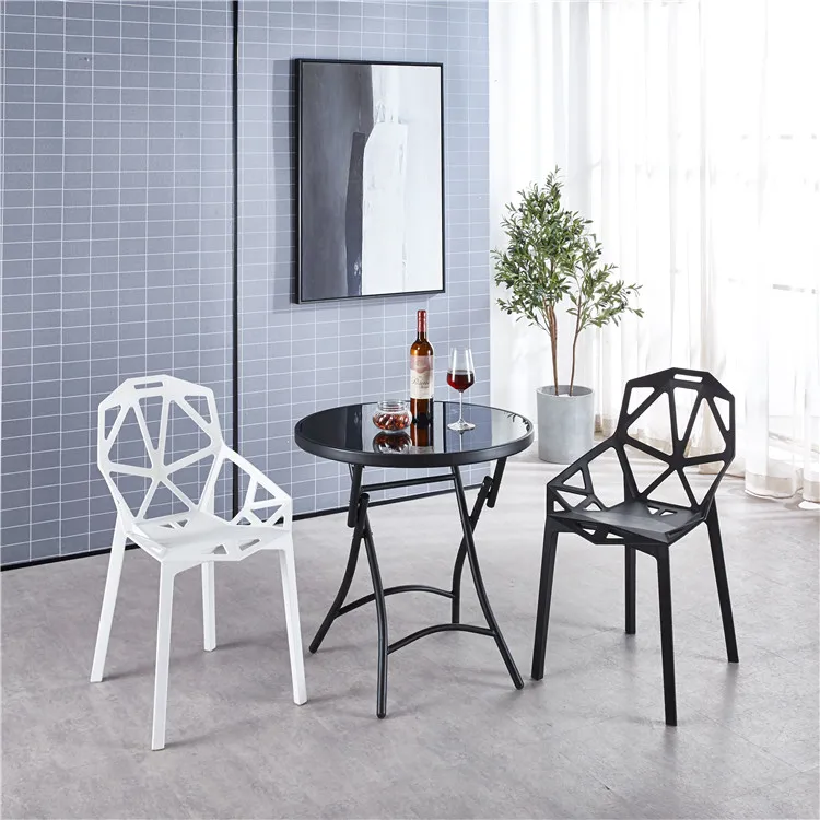 Nordic dining chair plastic back modern geometric chair casual coffee dessert meeting chair