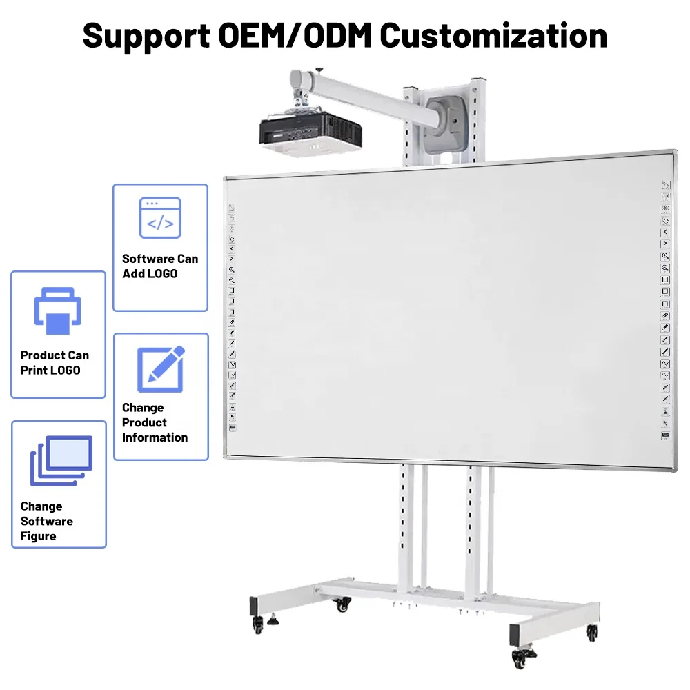 YCLTOUCH Infrared Touch Technology 82 Inch Smart Board USB Free Drive Write Smoothly 20 Points Interactive Whiteboard