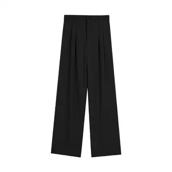Trendy High Waist Hanging Pants for Women Casual Summer Slimming Wide Leg Elastic Waist Plain Dyed Wrinkled Digital Printed ODM