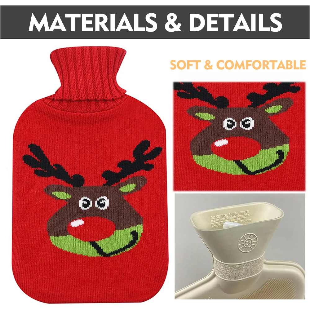 classic hot and cold compress hot water bottle bag rubber 2000ml knitted cover for cramps