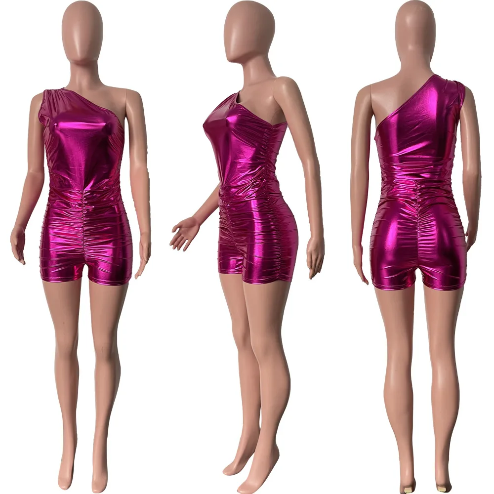 Y2k Summer 2023 Shiny Single Wear Shoulder Pleated Woman
