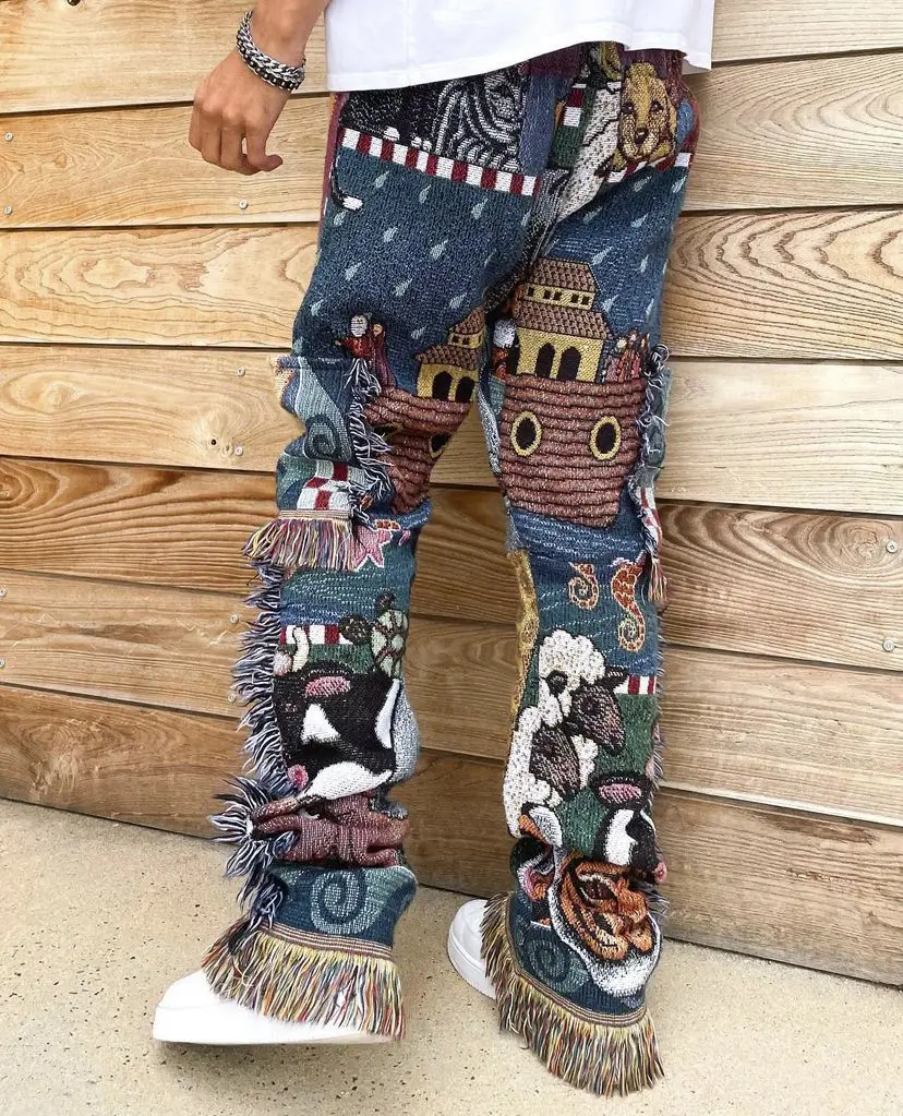 Custom Tapestry Pants Anime Knitted Plus Size Mens Rug Pants Trousers
