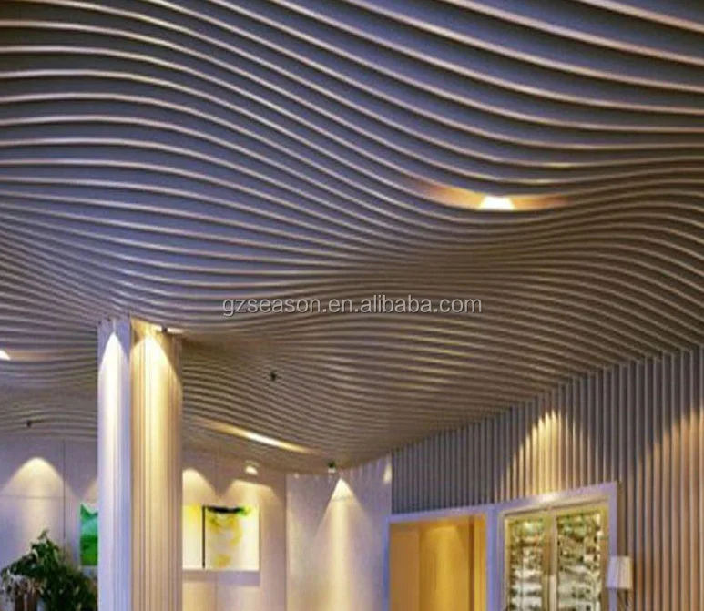 Aluminum Wavy Baffle Ceiling Design For Shopping Mall Project Customized Curve Baffle Ceiling