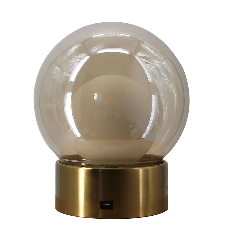 Hot Sale Contemporary Dimmable Touch Control Table Lamp,Double Layer Glass Shade LED Metal Table Lamp with USB Port