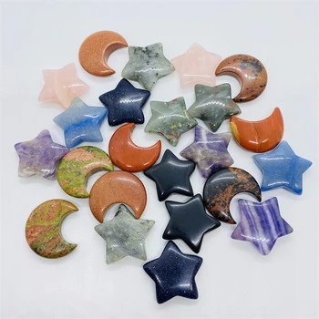 Wholesale Price Mini Jewelry Gifts Natural Gemstone Star Crystal Moon Carving
