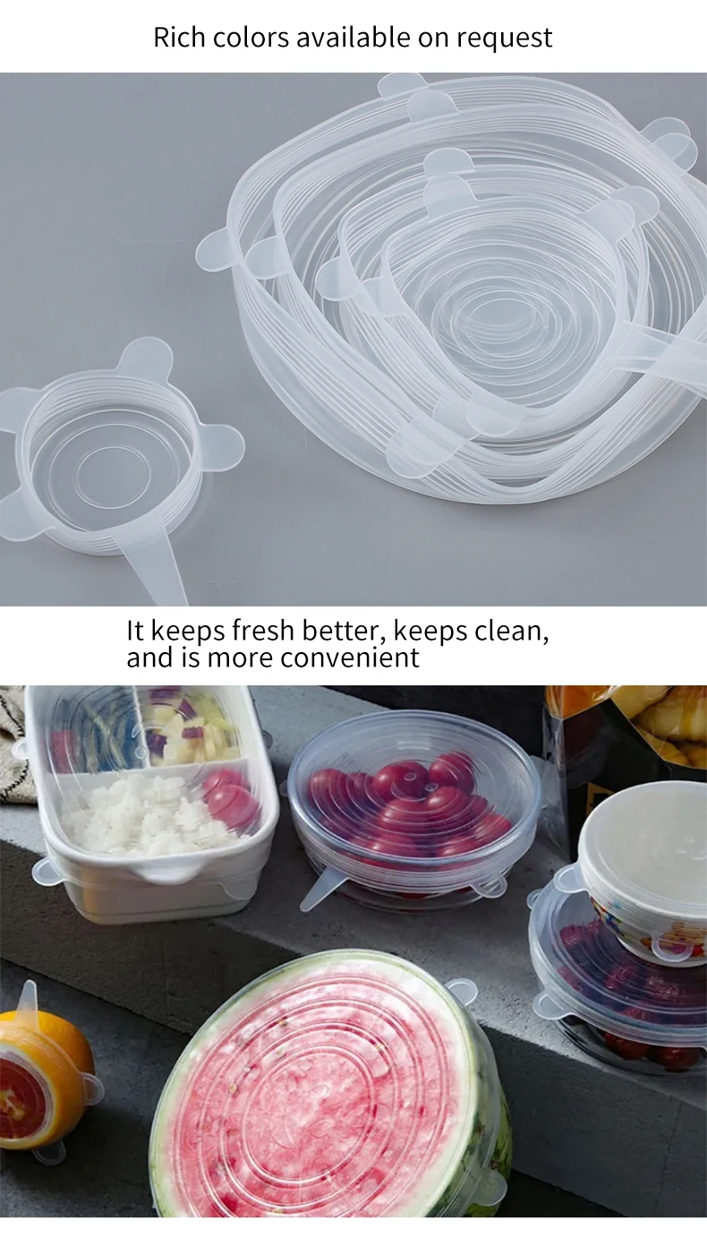 Ecofriendly Multi Size Seal Lids Silicone Expandable Stretch Food