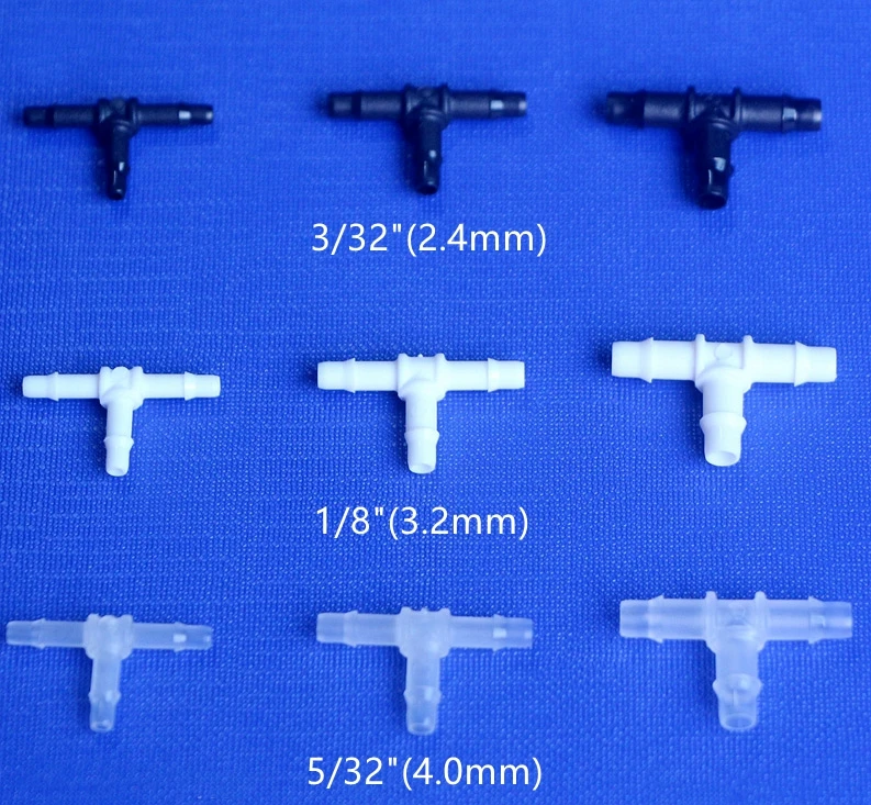 Ju Microfluidics 1/8"x1/16"x1/8" Hose Barb 3 Ways Tee Reducer Barbed