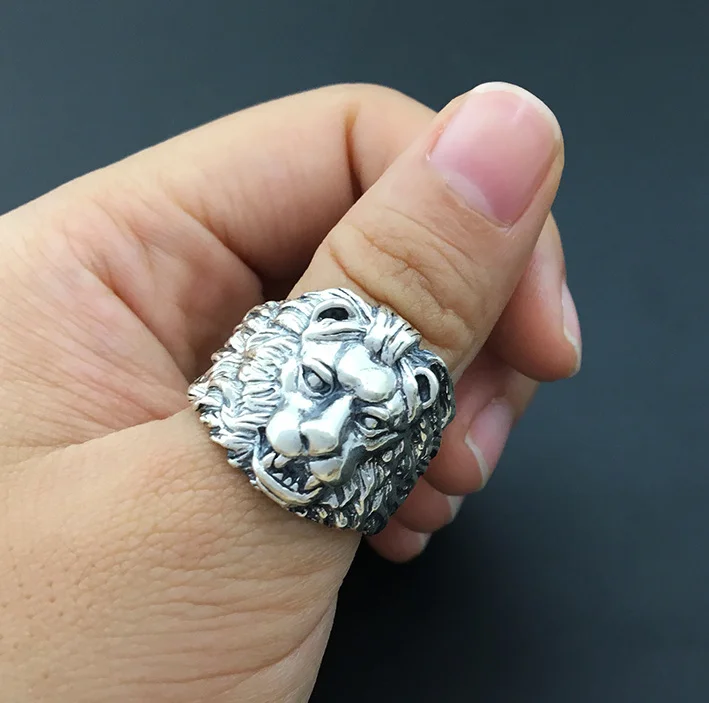 Anillo De León De Tilo Chino Para Hombre, Plata De Ley 925, Anillo