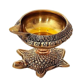 Set Di 8 Diya In Ottone Per Puja - Lampada Ad Olio Indiana Pooja, Portacandele Per Decorazione Diwali E Regalo Artigianale