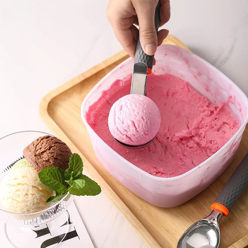 Customized Ice Cream Scoop With Comfortable Silicone Handle Food Grade