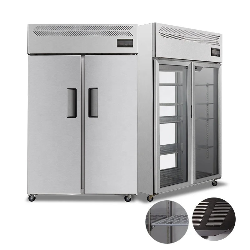 Solid Doors Stand up Cold Storage Upright Chiller Refrigerator Stainless Steel Commercial Refrigerator and Freezer