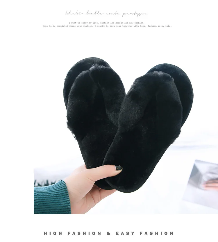 Оптовая продажа, меховые женские домашние теплые тапочки, домашние пушистые тапочки-стринги