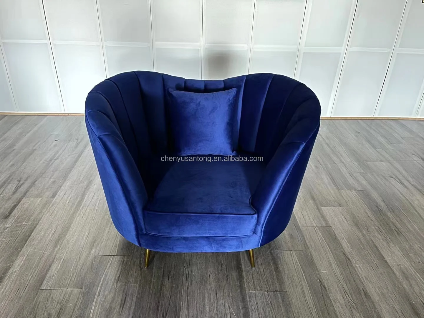 Modern Wedding Pink Velvet Sofa With Gold Stainless Steel Leg For 1+2+3