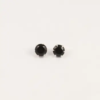 Natural Black Onyx Earrings 5x5mm Gems 925 Sterling Silver Stud Earrings Indian Jewelry 6 mm 0 1/4 Inches