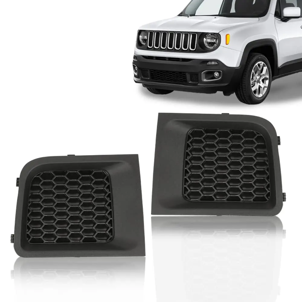 Front Bumper  Mesh Decoration Cover Grille Bezel Cover For 15-17 Jeep Renegade Front Left & Right Black