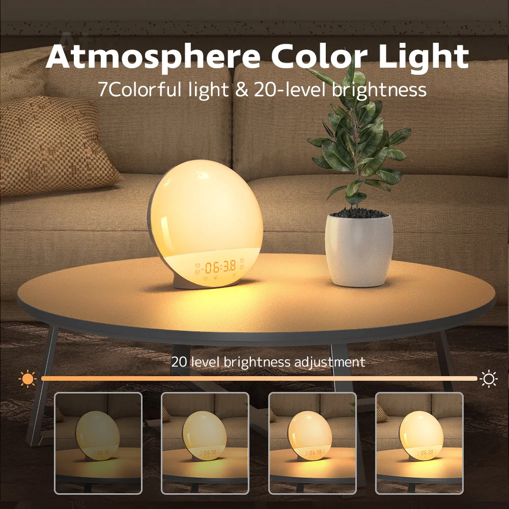 Relógio Digital LED para Crianças com Luz de Despertar Inteligente, Relógio de Alarme com Simulação de Nascer do Sol, Frete Grátis