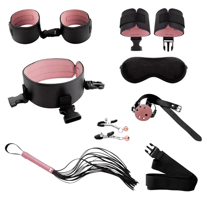 Sm Bdsm Small Leather Whip Handcuffs Foot Handcuffs Leather Eye Mask S ...