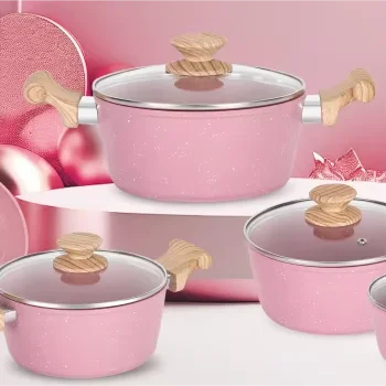 Detachable Handle Cookware Set with Granite Aluminum Kitchen Accessories Durable Metal Cookware & Utensils