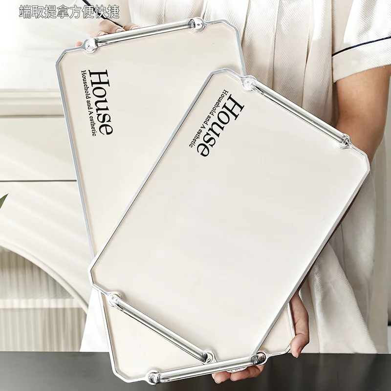 Creative Rectangle Storage Trays Home Decor Luxury Living Room Table Ornaments Kitchen Accessories Plastic Crafts Tea Trays Gift