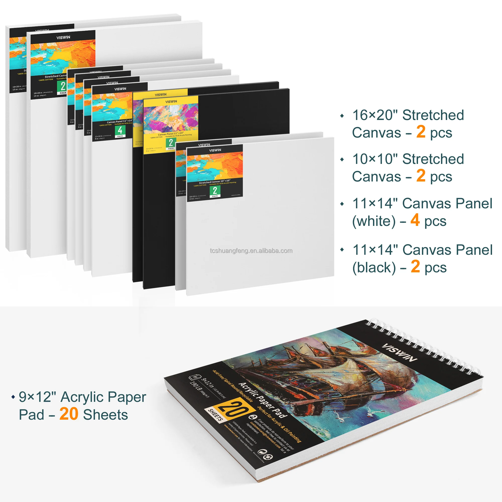 VISWIN Art Supplies Set with Beechwood Easel, Acrylic Tubes, Watercolor ...