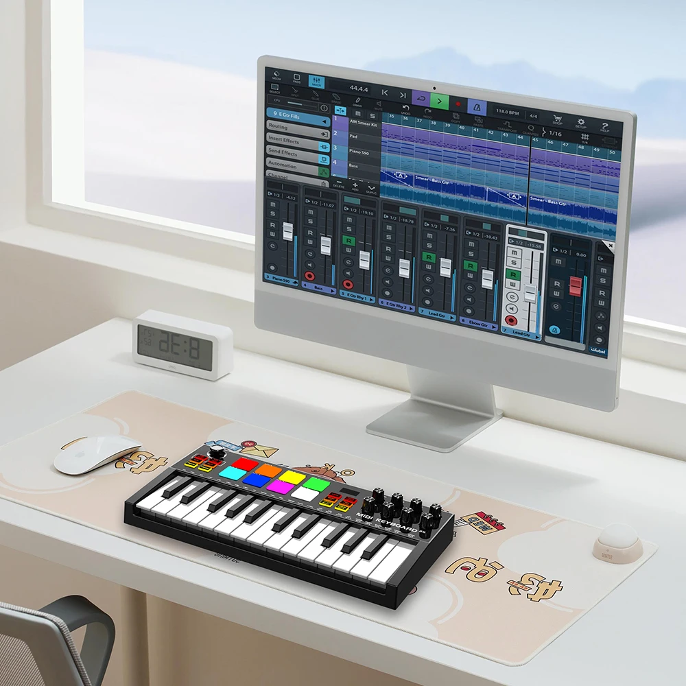 Лидер продаж профессиональный мини 25 Midi контроллер клавиатуры с 8 Rgb подсветкой барабанные колодки ручек