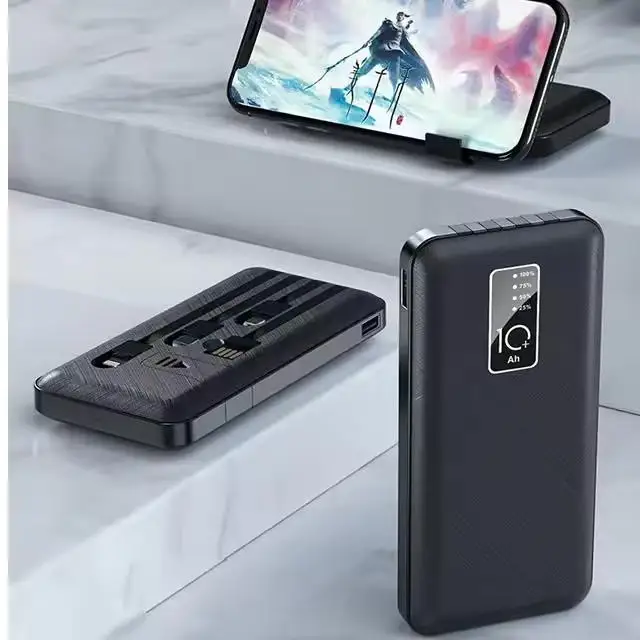 Trending Products 2025 New Arrivals with Cables Battery Indicator Universal 10000mAh Power Banks Power Station for Phone Charger