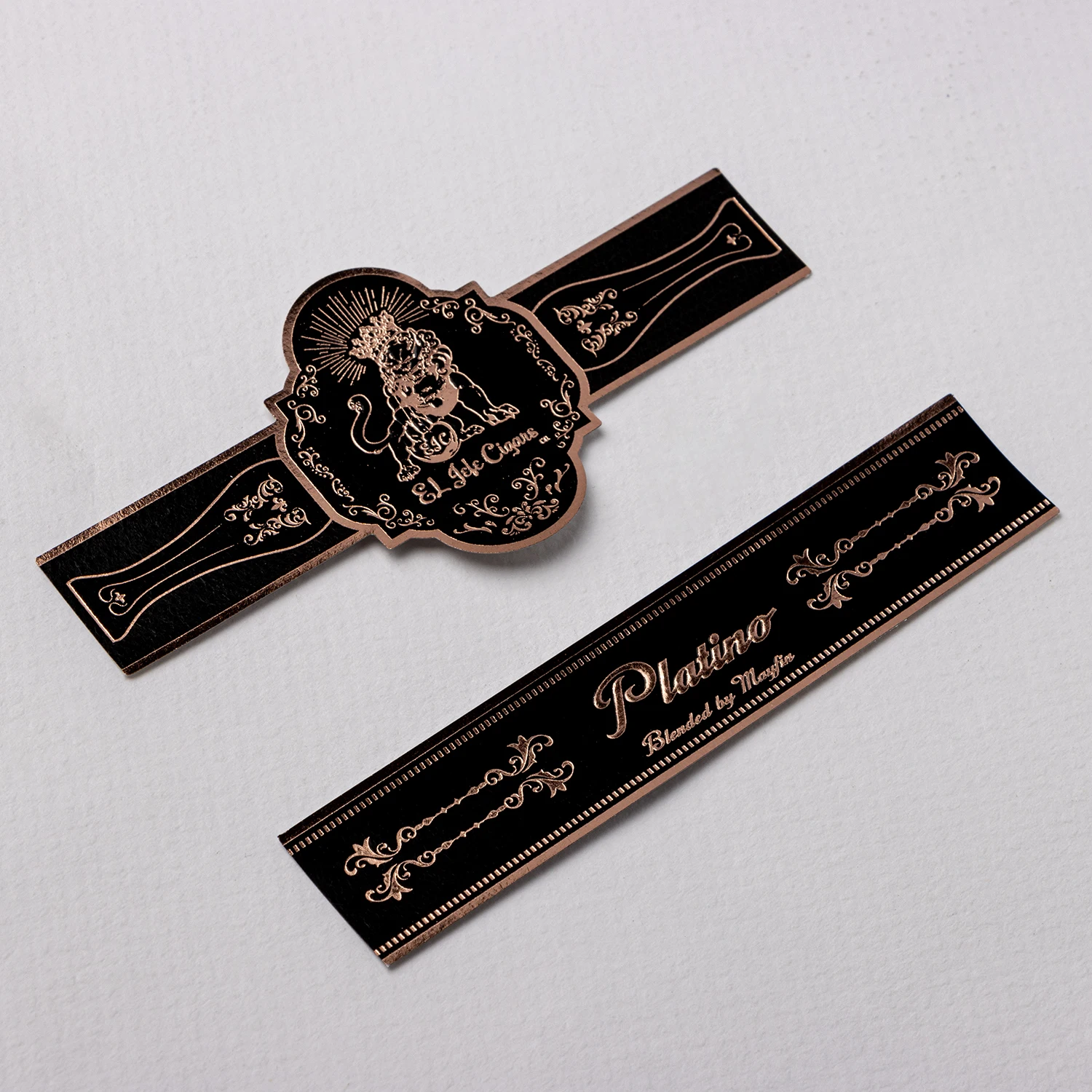 Custom UV Spot Logo Printing Personalized Non Glue Paper Cigar Band Ring Label Hot Stamp 24k Gold Foil Embossed Cigar Bands