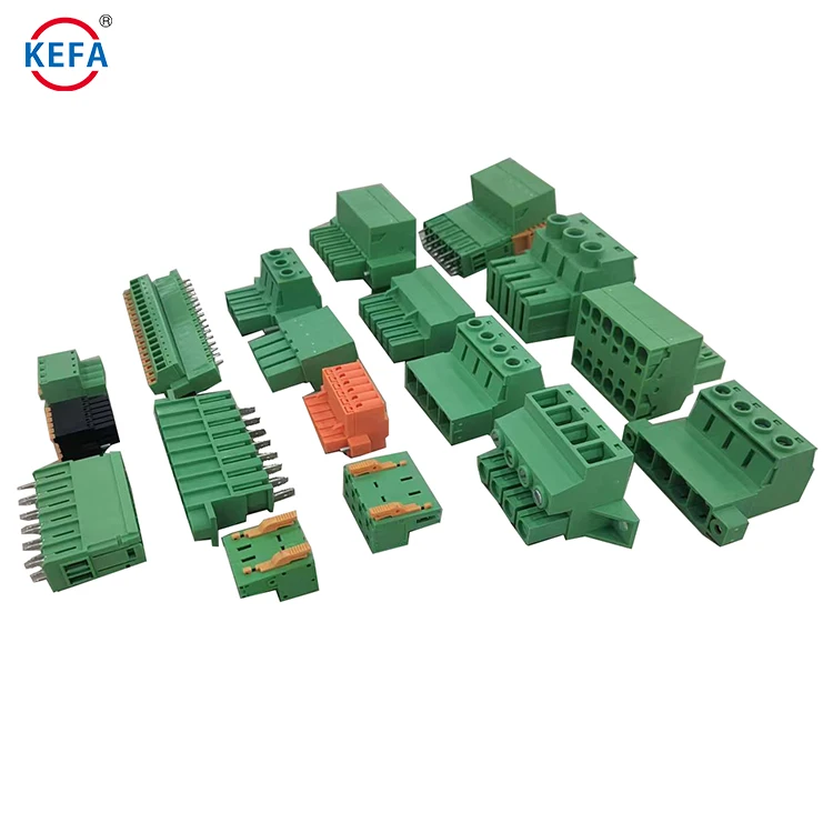 Kefa 3.81mm 3.5mm 7.62mm PCB 取り外し可能なワイヤー対ボードターミナル グリーンコネクター 差込式ネジターミナルブロック