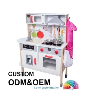 EDULAND Montessori Realistic Wooden Kitchen Play Set for Preschoolers-Safe Learning Food Toys Detachable Utensils Cooking Sound