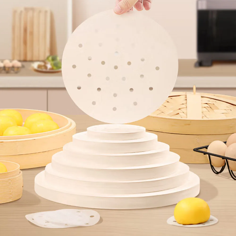 OEM custom household steamer paper steamed bun paper pad non-stick food grade steamer mat disposable silicone oil paper