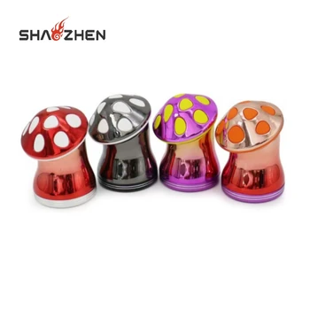 Wholesale Mushroom Zinc Alloy Grinder with Four Grinding Layers,Creative 63mm Electroplated Mushroom Grinder