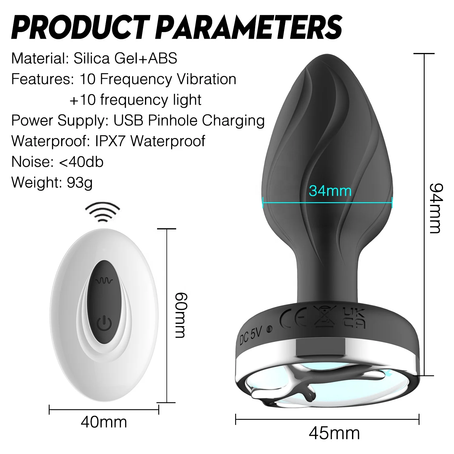 Plug Anal Vibrant LED Télécommandé - Jouet Sexuel Lumineux, Neuf, Générique