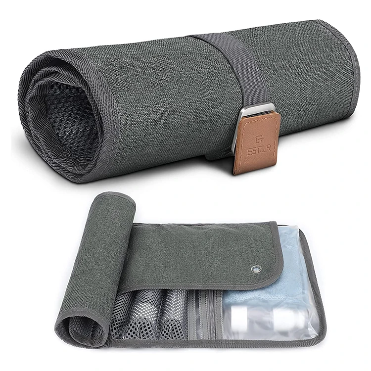 Water-Resistant Polyester Oxford Dopp Kit Bathroom Roll Organizer Mens Travel Toiletry Bag