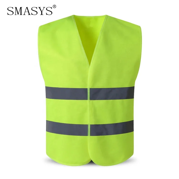 SMASYS Retail Small Order Custom Logo Polyester Knitted Fabric High Visibility Basic Reflective Safety Vest