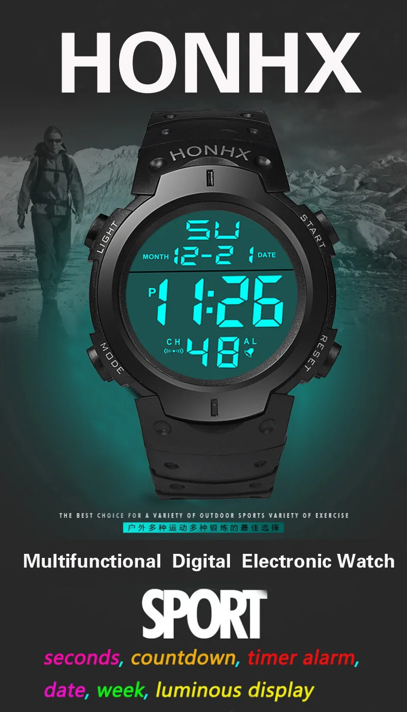 Cheap Fashion Men Waterproof LED Digital Date Military Sport Rubber Quartz  Watch Alarm | Joom