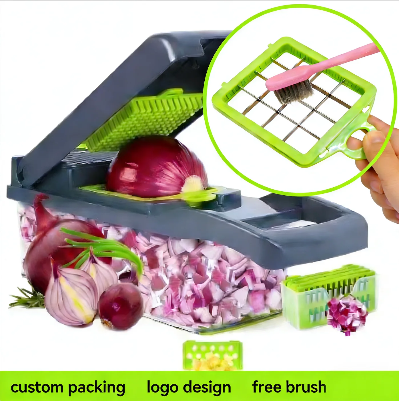 Hot Selling  16 in 1 Multifunctional Vegetable Chopper Container Stainless Steel Kitchen