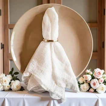 100% Cotton Wedding Napkins White Cheesecloth Table Cloth for Friends Handcrafted Muslin Ivory Tea Towel Dinner Gauze Cloth