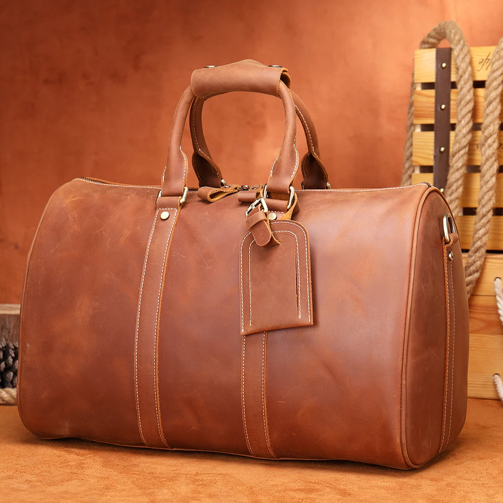 Принимаем Заказные логотипы Crazy horse из натуральной кожи мужская Спортивная дорожная сумка выходные сумка для ручной клади Сумка на плечо женская сумка