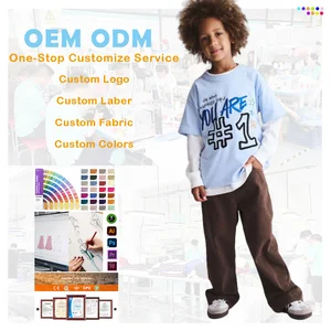 Wholesale Kids Clothing Short Sleeved and Long Sleeved Assembled Two-piece Set Crew Neck Kids Pullover Sweatshirt