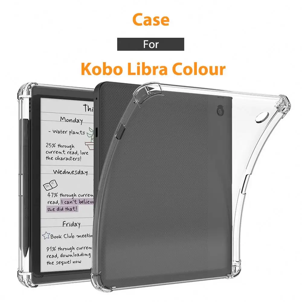 With Stylus Holder Case For Kobo Libra Clara Colour 2E 2 Hd Sage 7 Inch Ereader Tablet Color Clear Tpu Soft Pbk158 Laudtec