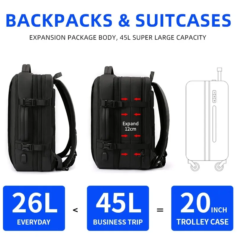 Water Resistant Durable 17-inch Travel Backpack Flight Approved Carry On Backpack for International Travel Bag Laptop Backpacks