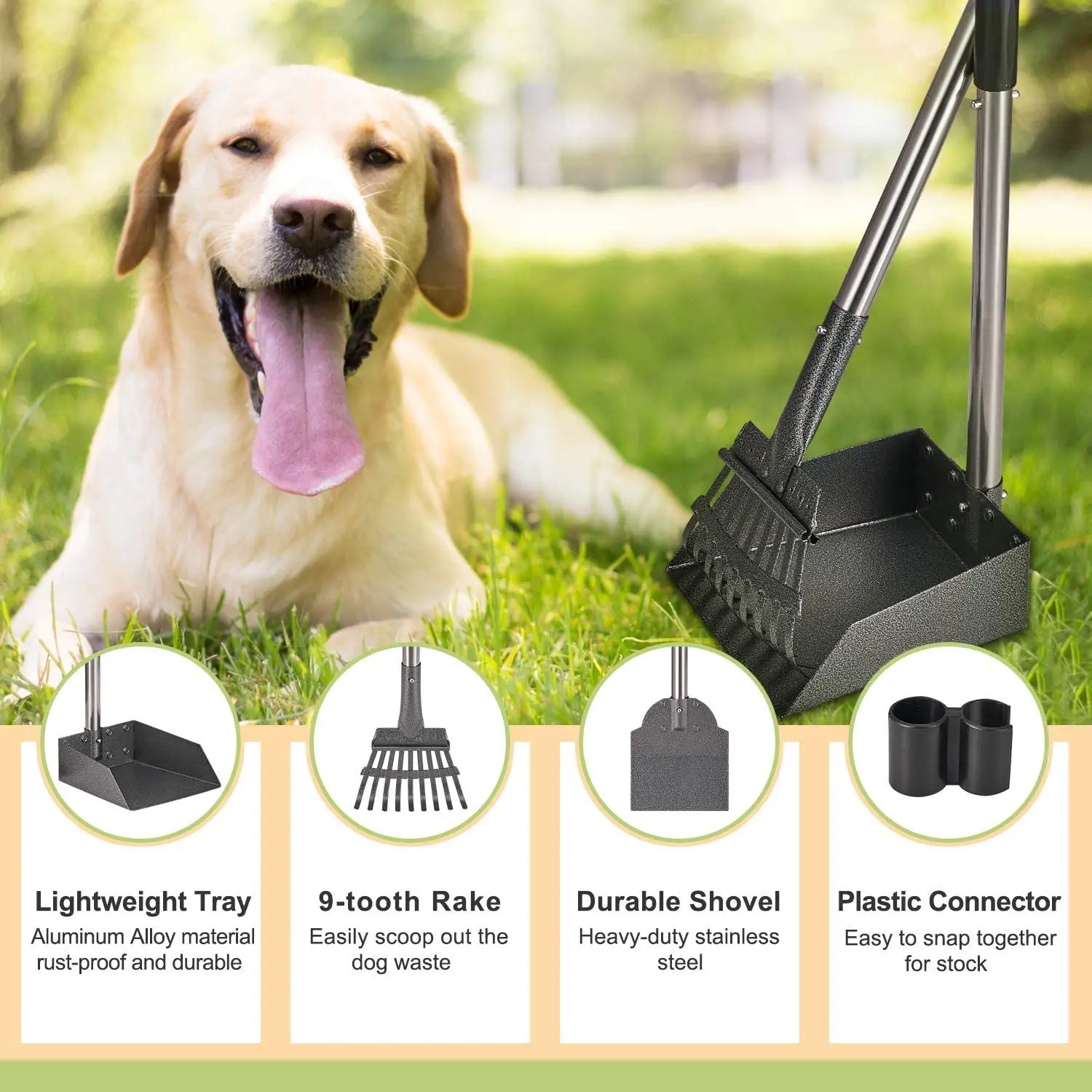 High Quality Pet Cleaning Tools Farm Outdoor Dog Manure Rake Poop Scooper  Metal Animal Manure Cleaning