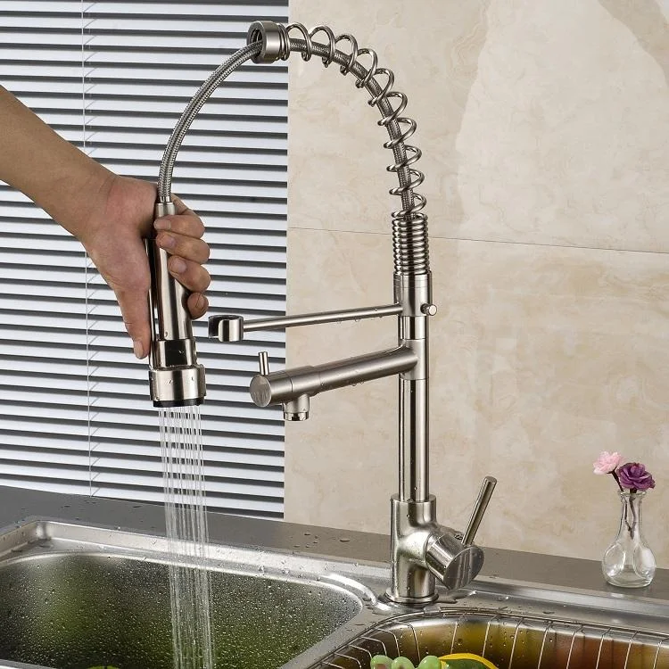 Vòi bếp hai đầu ra YS-C7B1 làm từ thép không gỉ 304, vòi nước suối nóng – lạnh hiện đại kèm đầu phun xoay