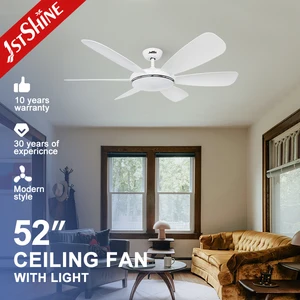 1stshine Ceiling Fan White Finish DC Motor Good Quality Energy Saving 52 Inches Ceiling Fan with Led Light
